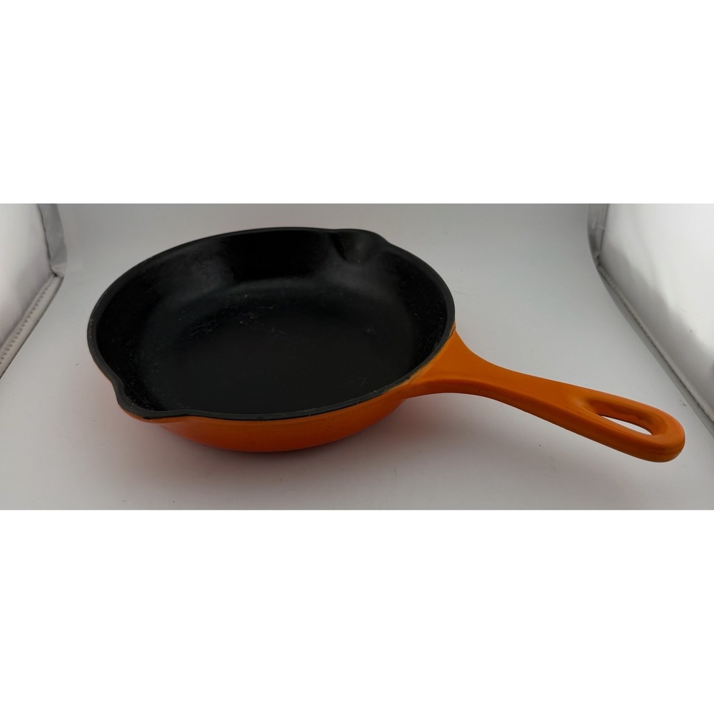 Le Creuset 8in Orange Flame Enameled Cast Iron Skillet Fry Pan 20 France